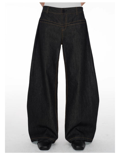 Structured Pleated Banana Low Waist Curved Blade Pants [ID:0522PA]