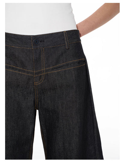 Structured Pleated Banana Low Waist Curved Blade Pants [ID:0522PA]