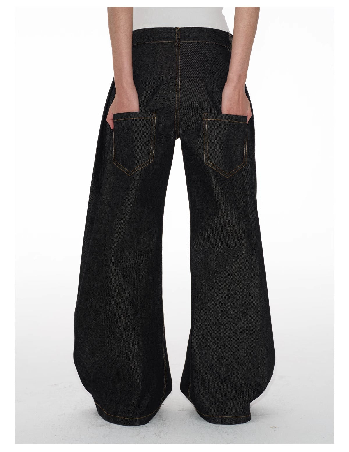 Structured Pleated Banana Low Waist Curved Blade Pants [ID:0522PA]