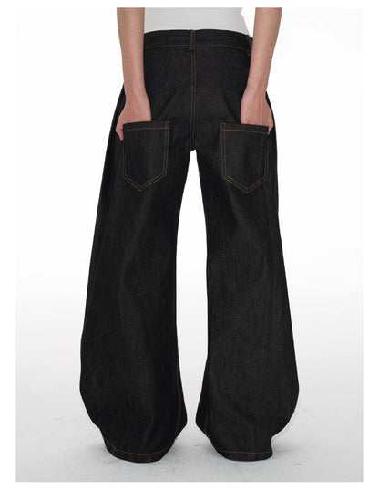 Structured Pleated Banana Low Waist Curved Blade Pants [ID:0522PA]