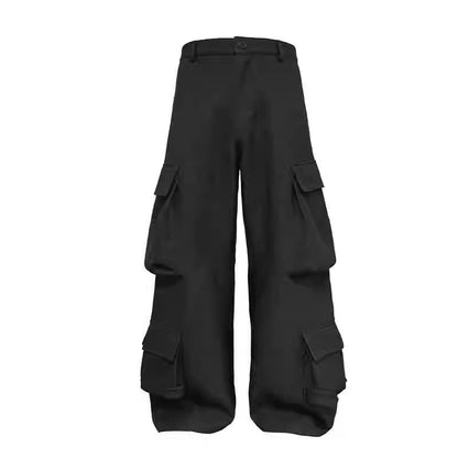 Multi-Pocket Workwear Curved Blade Structured Texture Pants [ID:0524PA]
