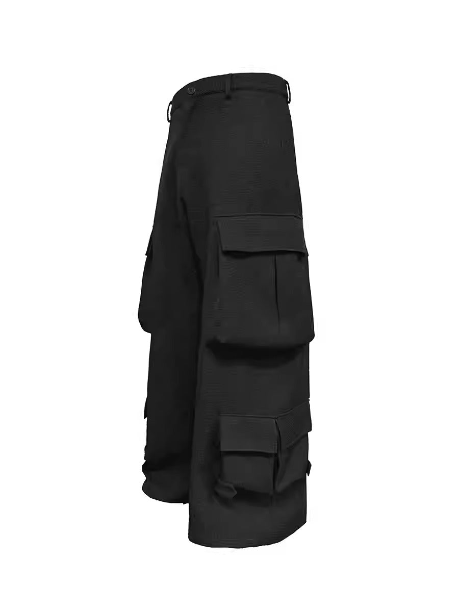 Multi-Pocket Workwear Curved Blade Structured Texture Pants [ID:0524PA]