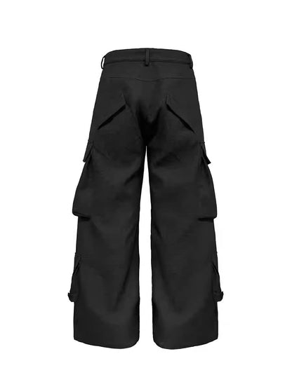 Multi-Pocket Workwear Curved Blade Structured Texture Pants [ID:0524PA]