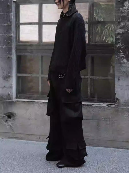 Multi-Pocket Workwear Curved Blade Structured Texture Pants [ID:0524PA]