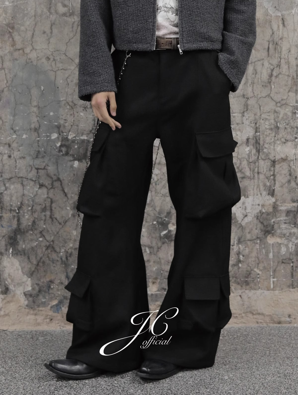 Multi-Pocket Workwear Curved Blade Structured Texture Pants [ID:0524PA]