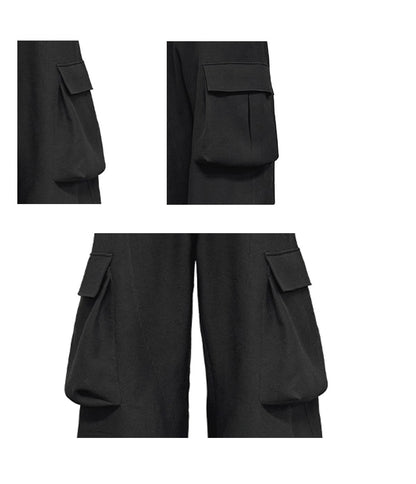 Multi-Pocket Workwear Curved Blade Structured Texture Pants [ID:0524PA]