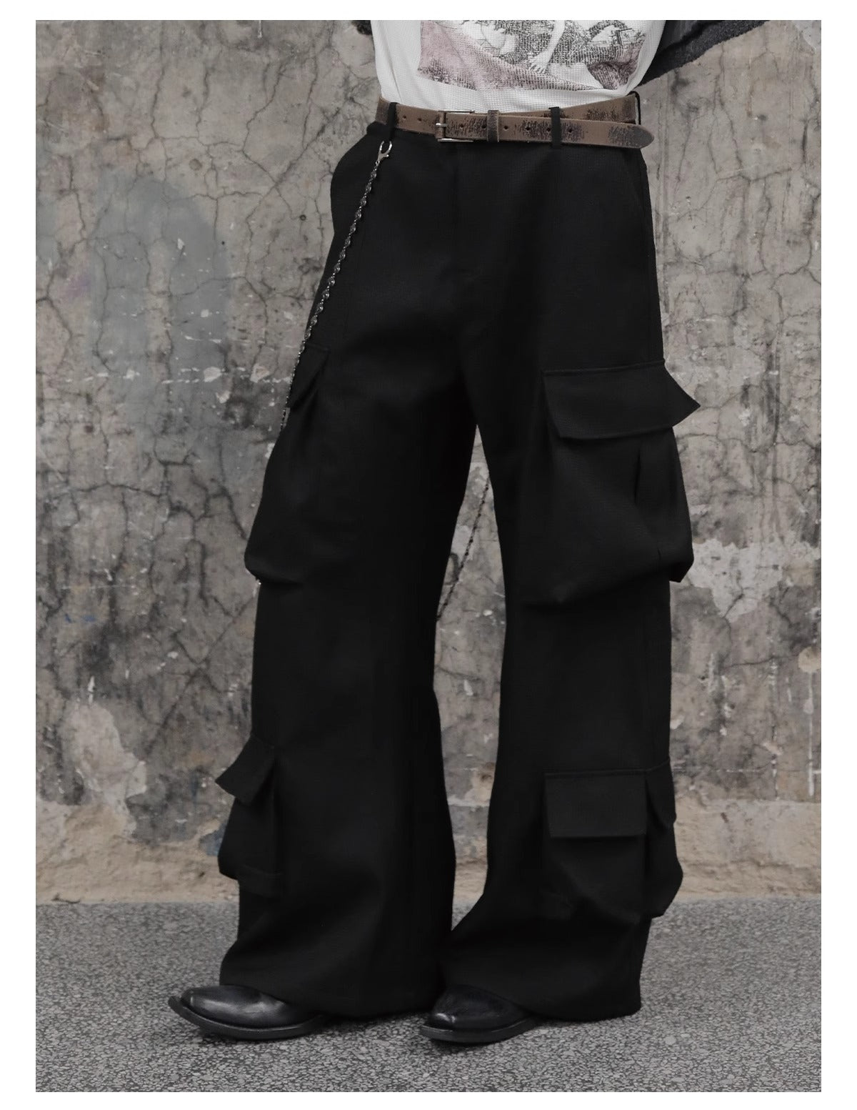 Multi-Pocket Workwear Curved Blade Structured Texture Pants [ID:0524PA]