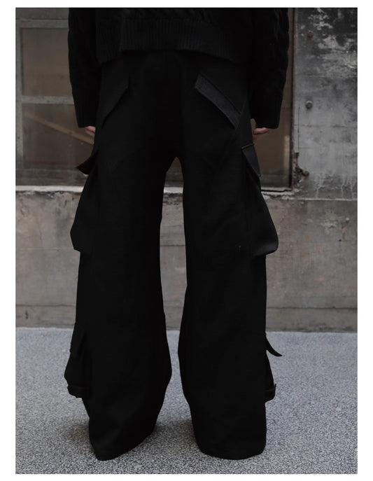 Multi-Pocket Workwear Curved Blade Structured Texture Pants [ID:0524PA]