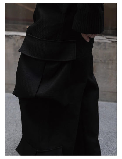 Multi-Pocket Workwear Curved Blade Structured Texture Pants [ID:0524PA]