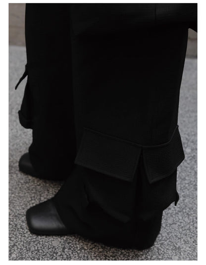 Multi-Pocket Workwear Curved Blade Structured Texture Pants [ID:0524PA]