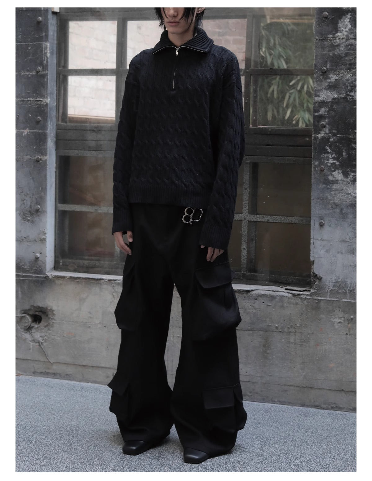 Multi-Pocket Workwear Curved Blade Structured Texture Pants [ID:0524PA]