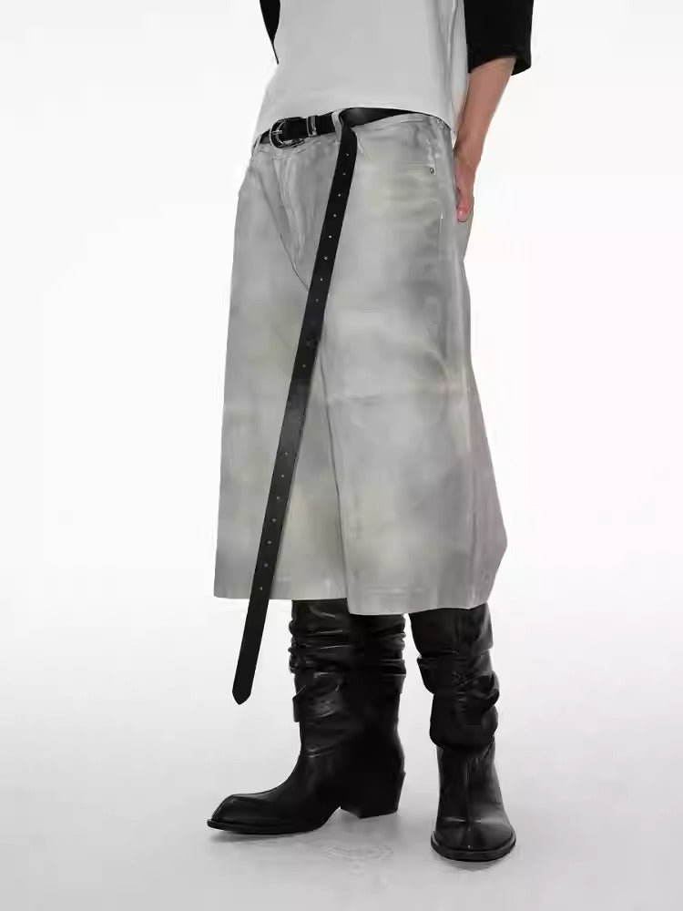 Extended Embossed Cowhide Silver Buckle Leather Belt [ID:0528BE]
