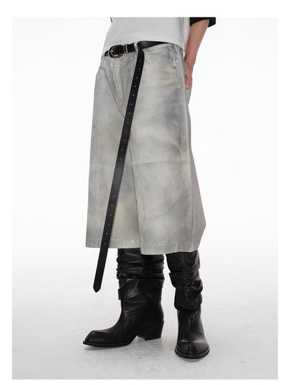Extended Embossed Cowhide Silver Buckle Leather Belt [ID:0528BE]