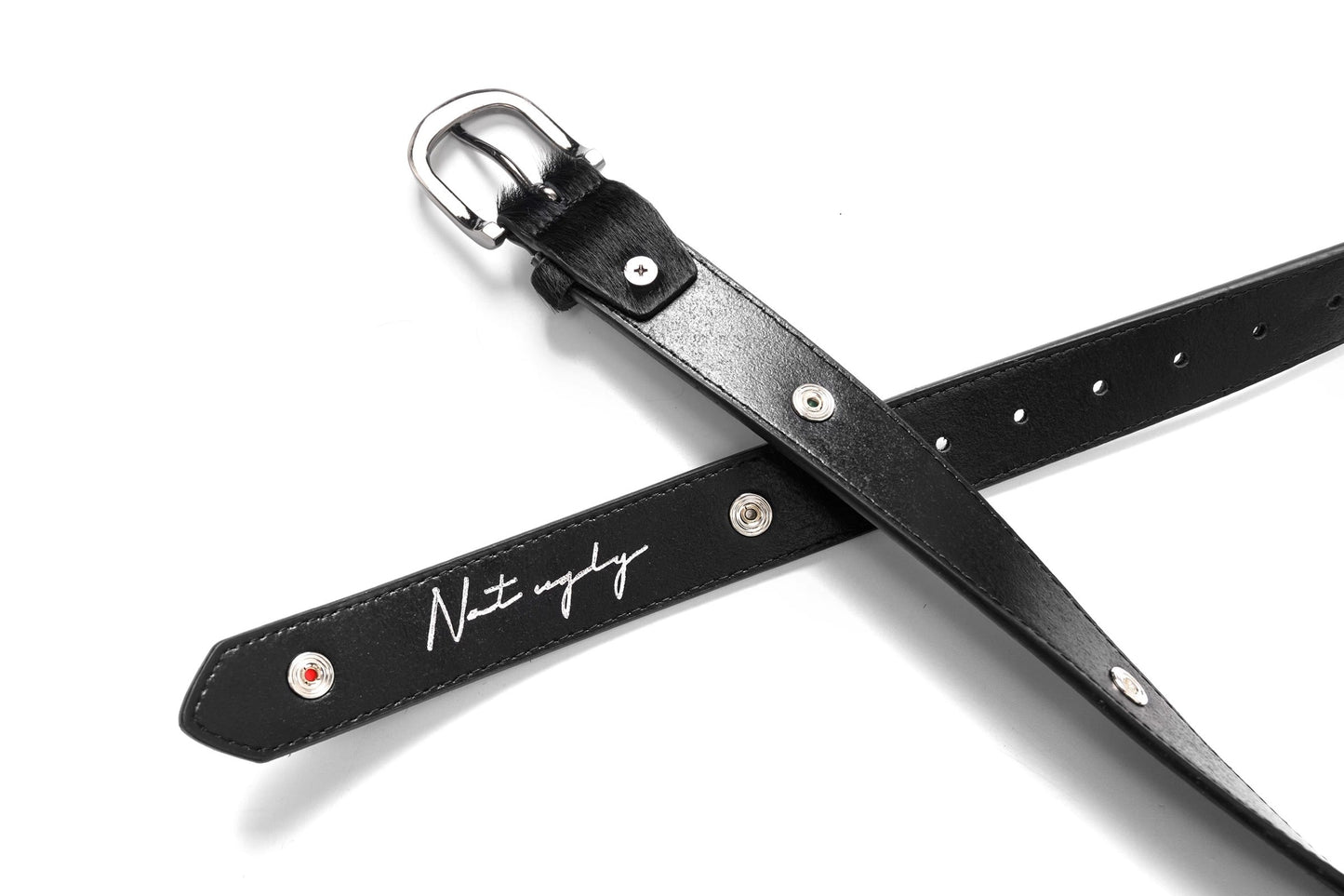 Gemstone Haircalf Aged Silver Buckle Leather Belt [ID:0529BE]