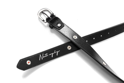 Gemstone Haircalf Aged Silver Buckle Leather Belt [ID:0529BE]