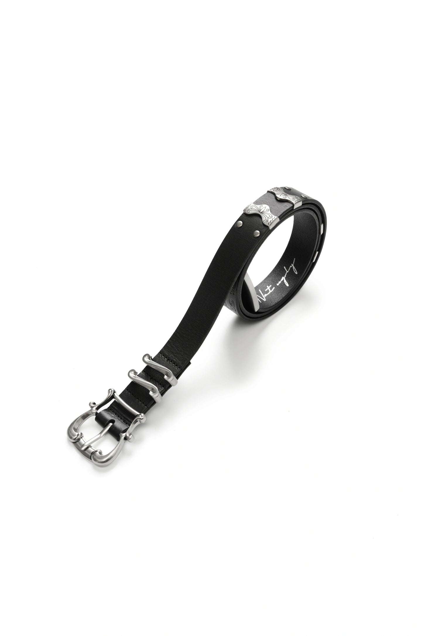 Matte Silver Irises and Foil Engraving Cowhide Belt [ID:0530BE]