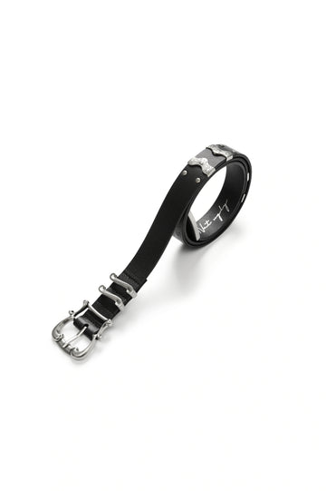 Matte Silver Irises and Foil Engraving Cowhide Belt [ID:0530BE]