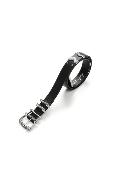 Matte Silver Irises and Foil Engraving Cowhide Belt [ID:0530BE]