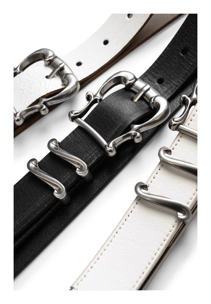 Matte Silver Irises and Foil Engraving Cowhide Belt [ID:0530BE]