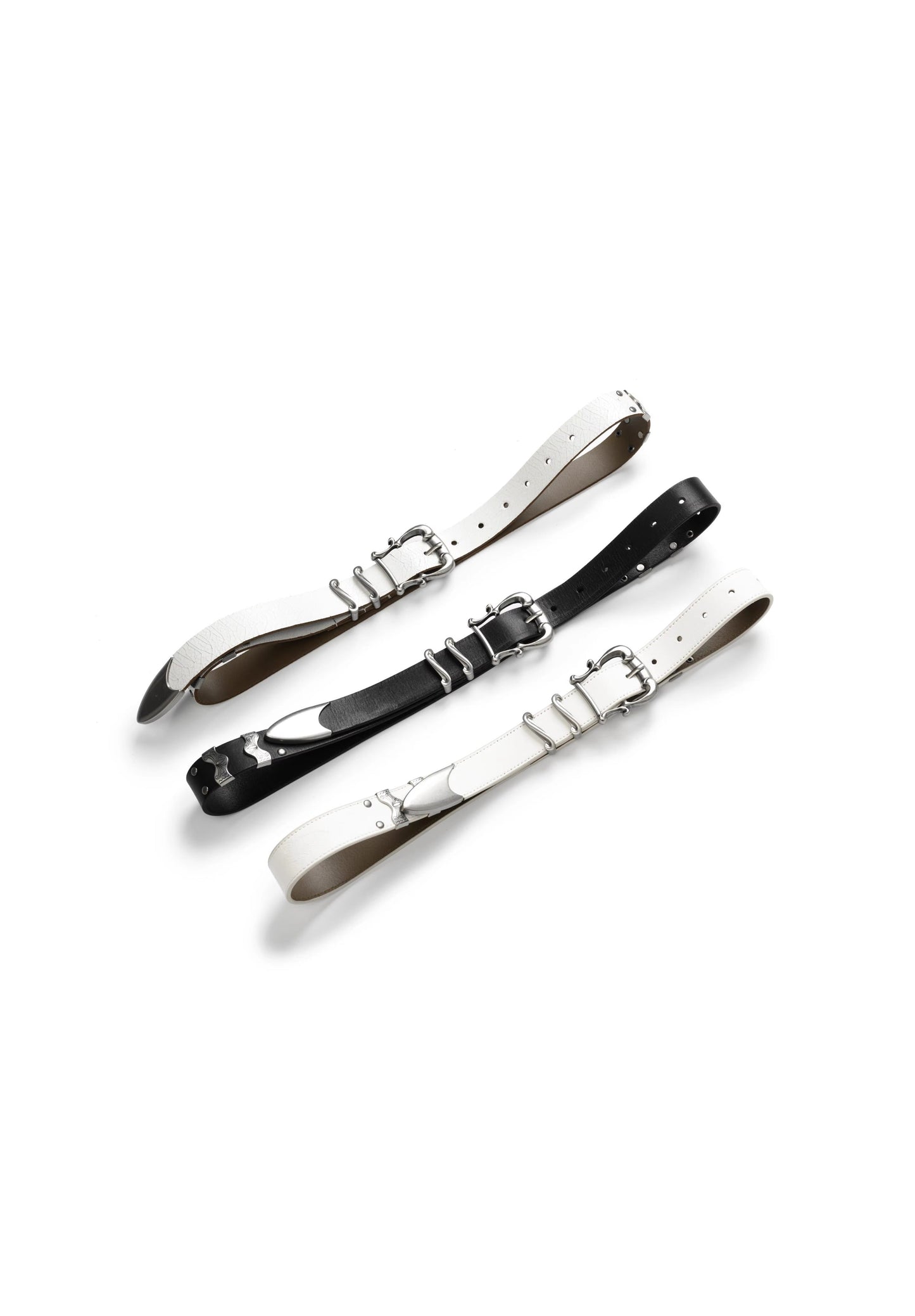 Matte Silver Irises and Foil Engraving Cowhide Belt [ID:0530BE]