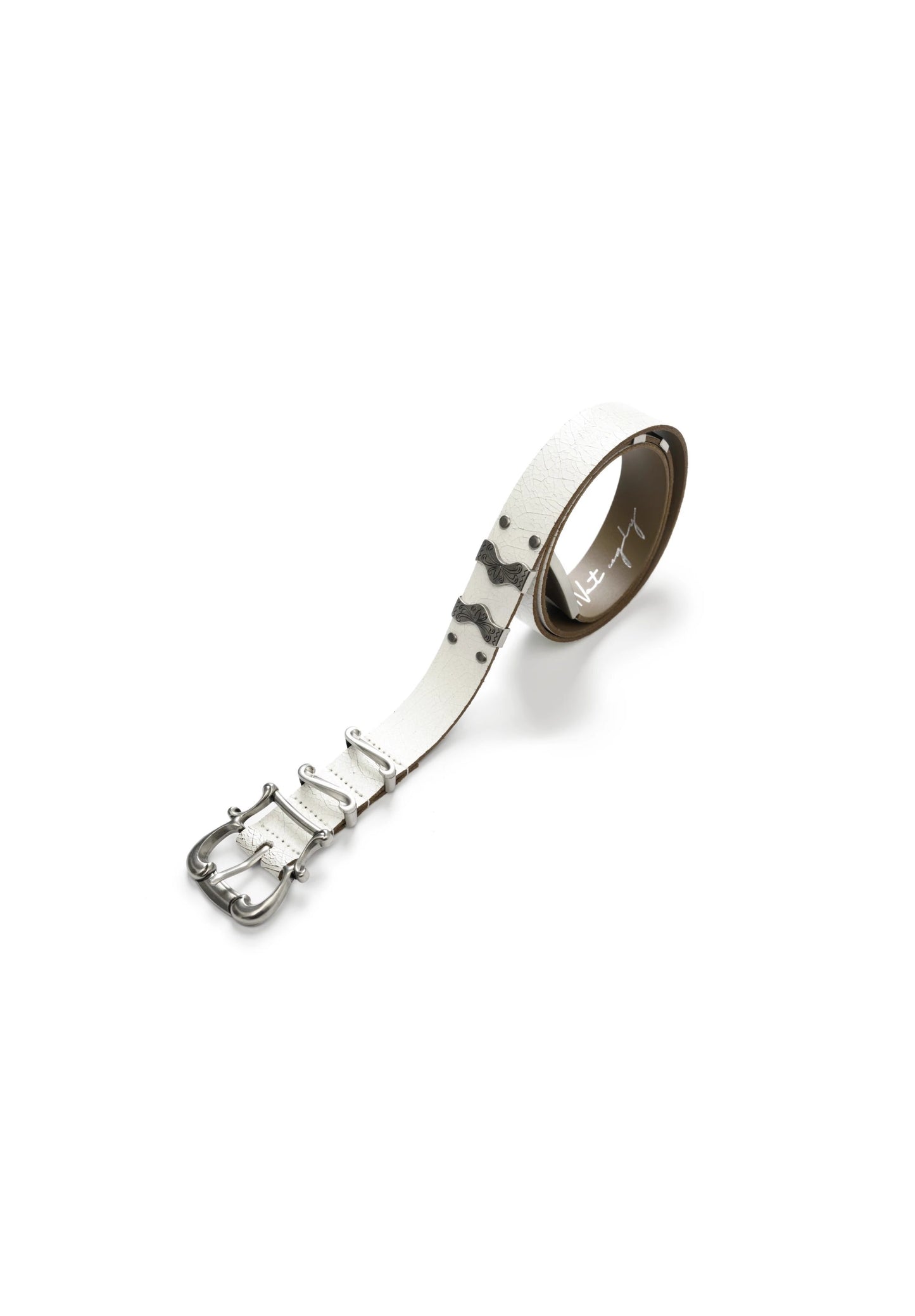 Matte Silver Irises and Foil Engraving Cowhide Belt [ID:0530BE]