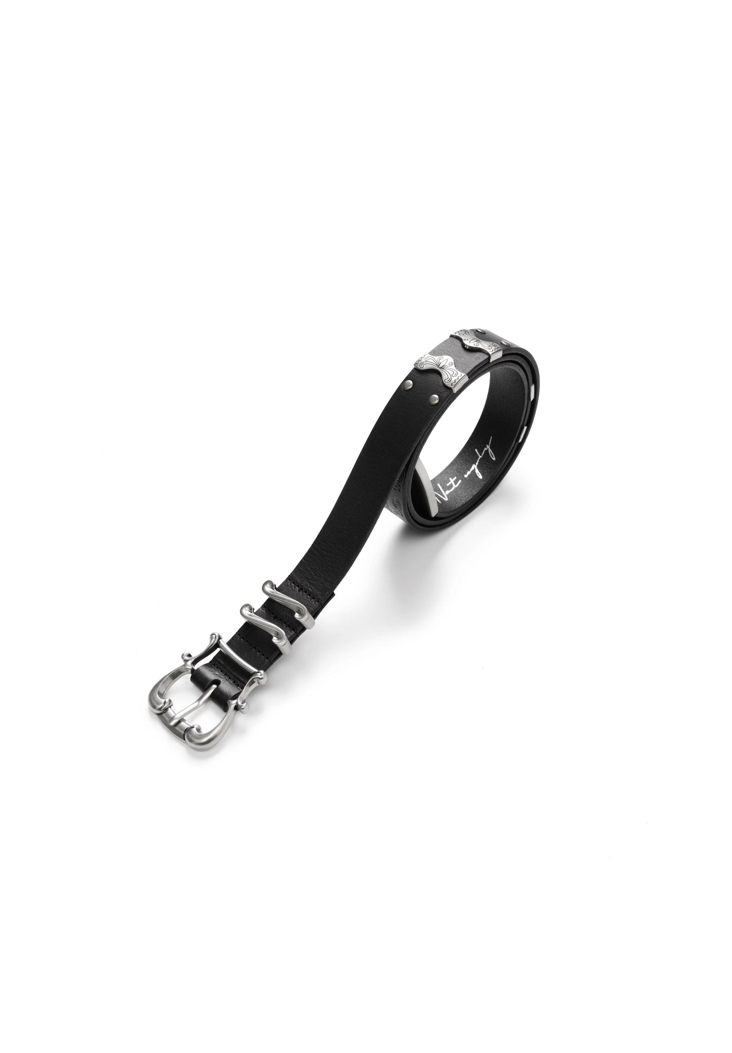 Matte Silver Irises and Foil Engraving Cowhide Belt [ID:0530BE]