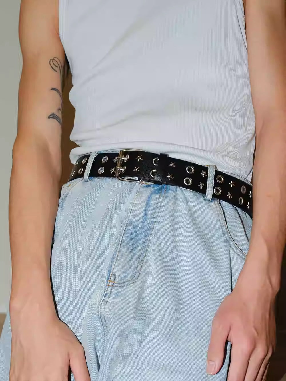 Vintage Street Punk Design Adjustable Metal Wide Belt [ID:0533BE]