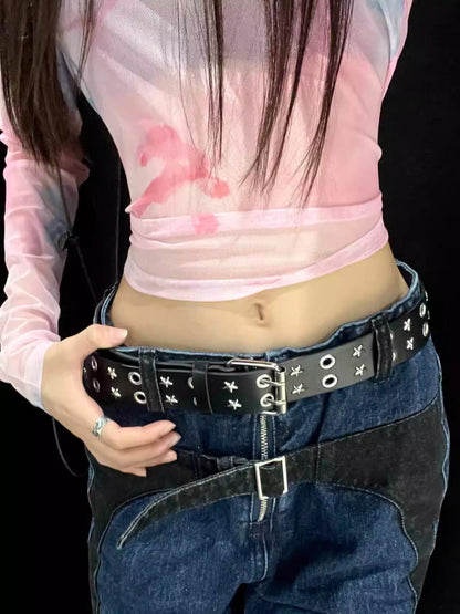 Vintage Street Punk Design Adjustable Metal Wide Belt [ID:0533BE]