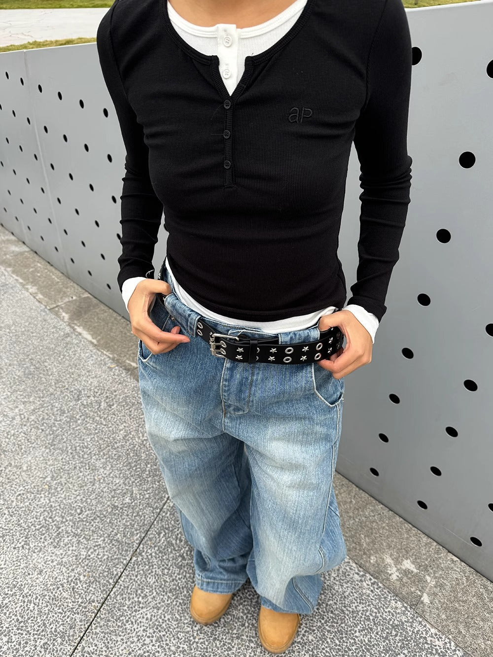 Vintage Street Punk Design Adjustable Metal Wide Belt [ID:0533BE]