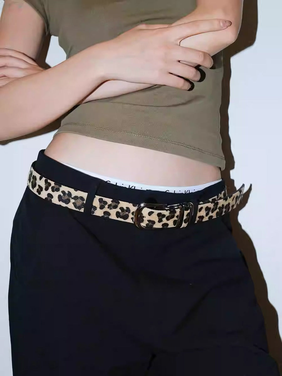 Snake and Leopard Plush Narrow Retro Shibuya Y2K Style Belt [ID:0534BE]