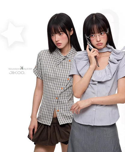 Layered Ruffled Overlay Flared Basic Straight Skirt Pants [ID:0536PA]