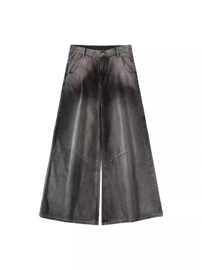 Cross Patch Washed Loose Straight Leg Denim Pant [ID:0538PA]