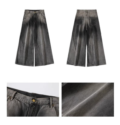 Cross Patch Washed Loose Straight Leg Denim Pant [ID:0538PA]