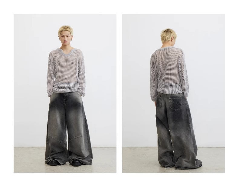 Cross Patch Washed Loose Straight Leg Denim Pant [ID:0538PA]