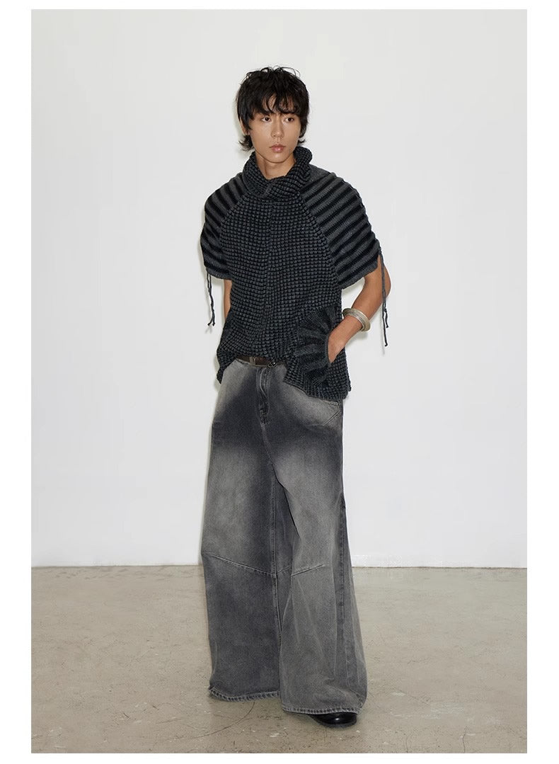 Cross Patch Washed Loose Straight Leg Denim Pant [ID:0538PA]