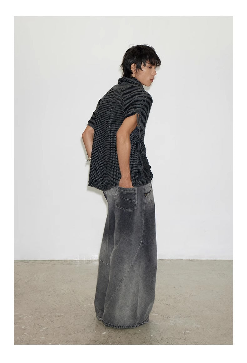 Cross Patch Washed Loose Straight Leg Denim Pant [ID:0538PA]