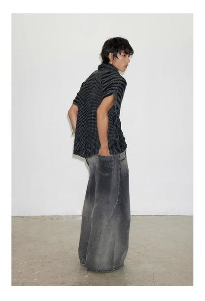 Cross Patch Washed Loose Straight Leg Denim Pant [ID:0538PA]