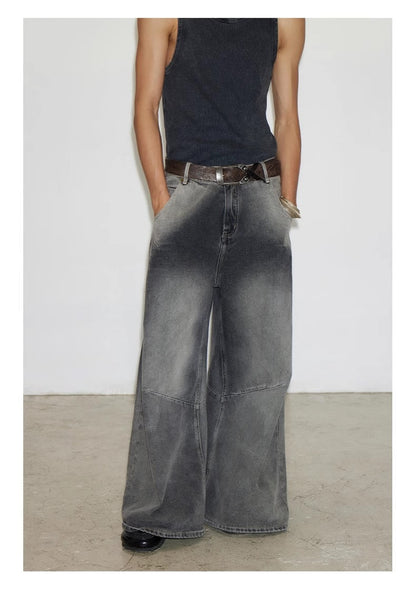 Cross Patch Washed Loose Straight Leg Denim Pant [ID:0538PA]