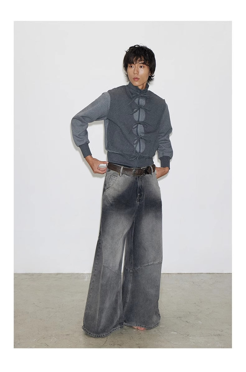 Cross Patch Washed Loose Straight Leg Denim Pant [ID:0538PA]