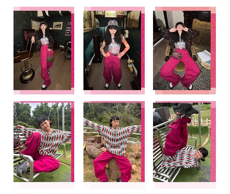 Vintage Dragon Fruit Banana Cut Flared Denim Pants [ID:0545PA]