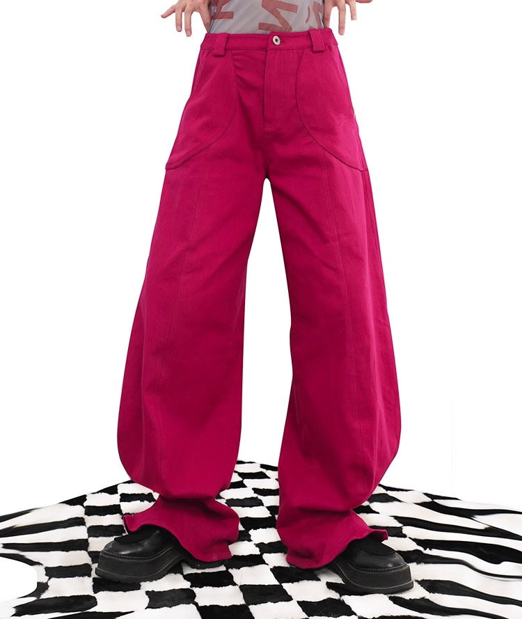 Vintage Dragon Fruit Banana Cut Flared Denim Pants [ID:0545PA]