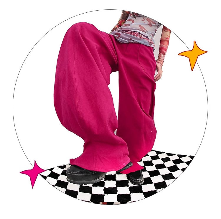 Vintage Dragon Fruit Banana Cut Flared Denim Pants [ID:0545PA]