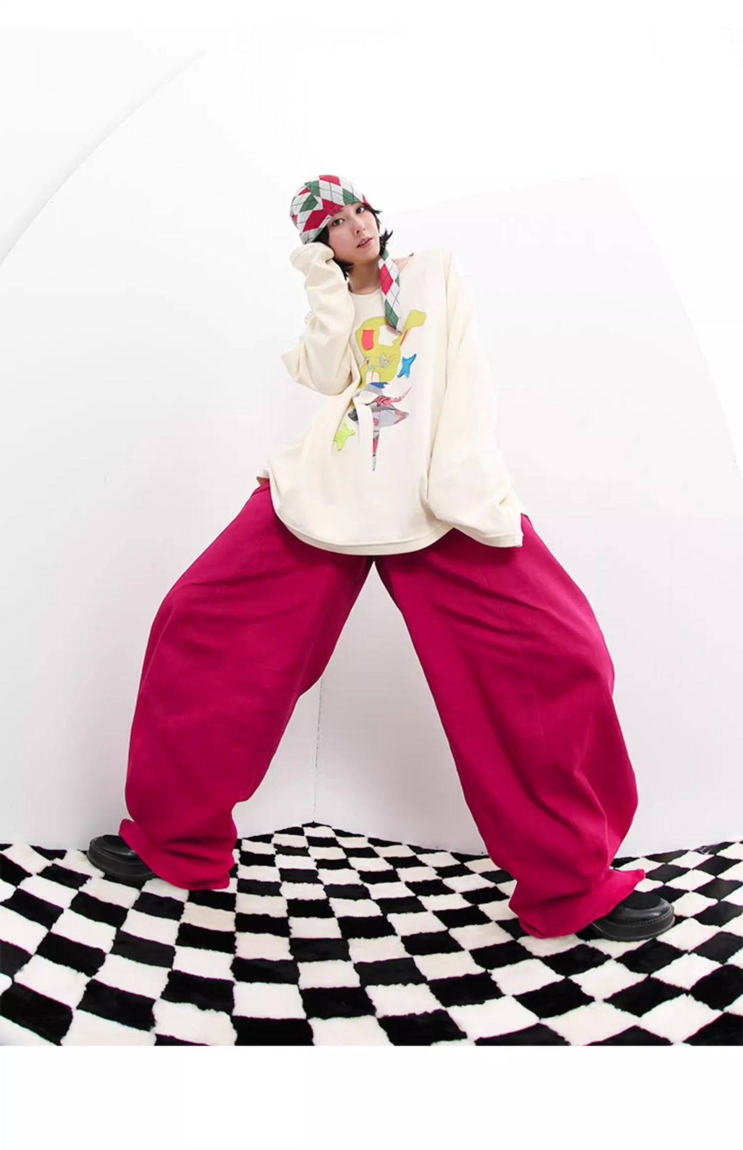 Vintage Dragon Fruit Banana Cut Flared Denim Pants [ID:0545PA]