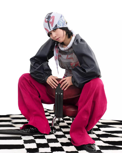 Vintage Dragon Fruit Banana Cut Flared Denim Pants [ID:0545PA]