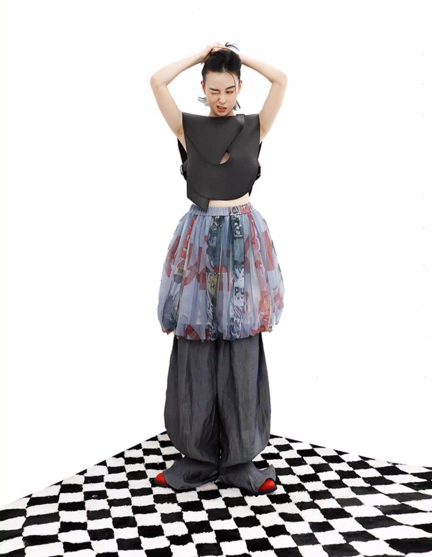 Vintage Dragon Fruit Banana Cut Flared Denim Pants [ID:0545PA]