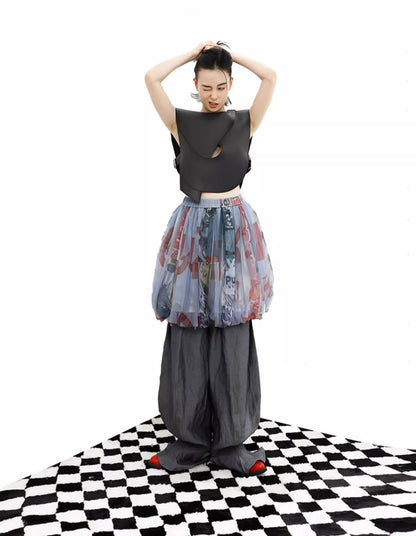 Vintage Dragon Fruit Banana Cut Flared Denim Pants [ID:0545PA]