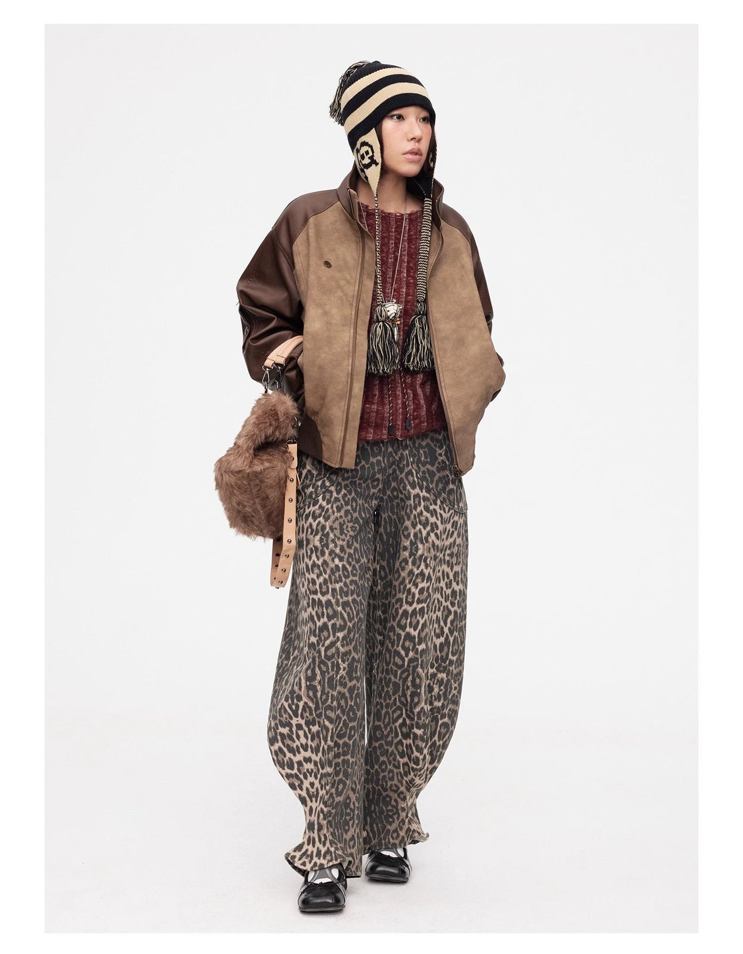 Vintage Dragon Fruit Banana Cut Flared Denim Pants [ID:0545PA]