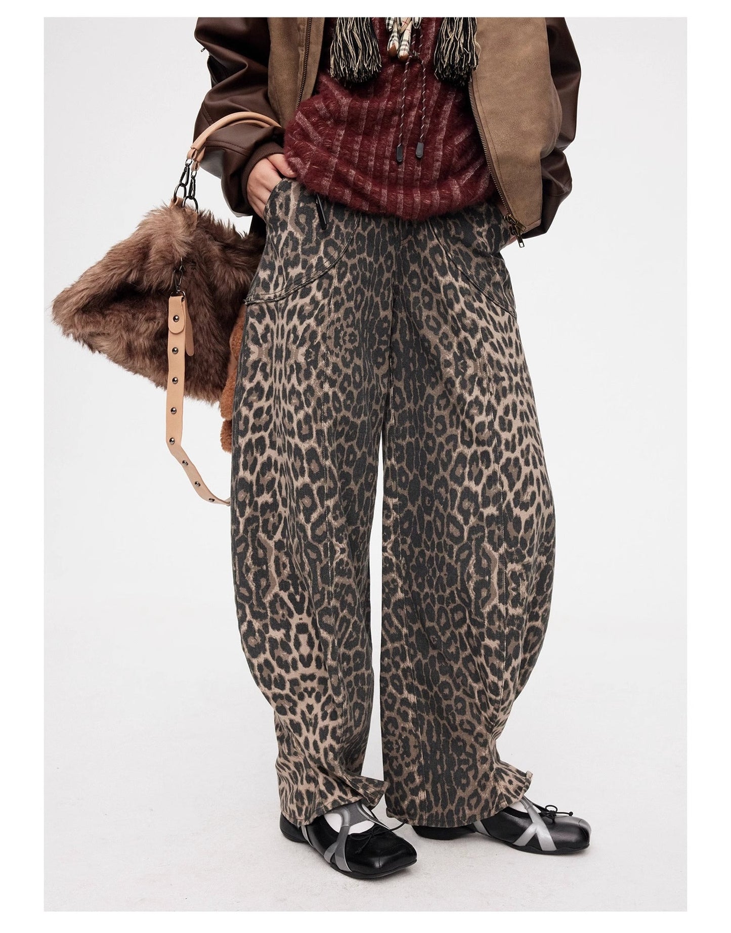 Vintage Dragon Fruit Banana Cut Flared Denim Pants [ID:0545PA]