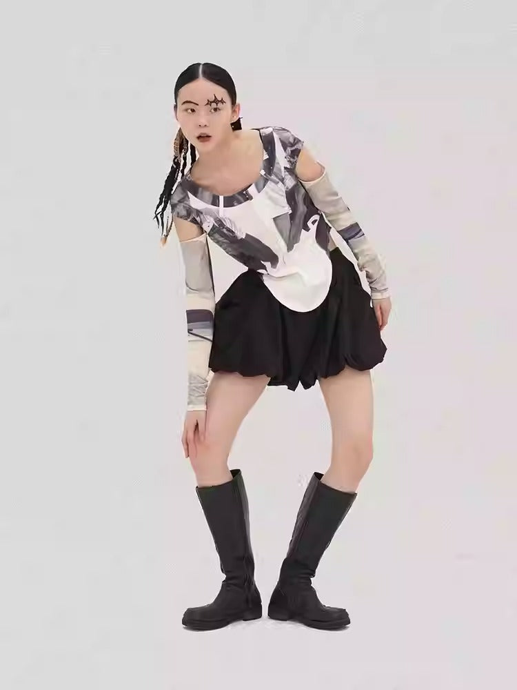 Balloon Bubble Skirt Pants High Waist Loose Shorts [ID:0546SK]