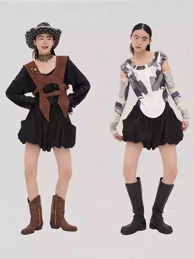 Balloon Bubble Skirt Pants High Waist Loose Shorts [ID:0546SK]